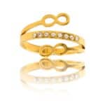 Sublime Bague Femme Acier Doré Ornée Zirconium