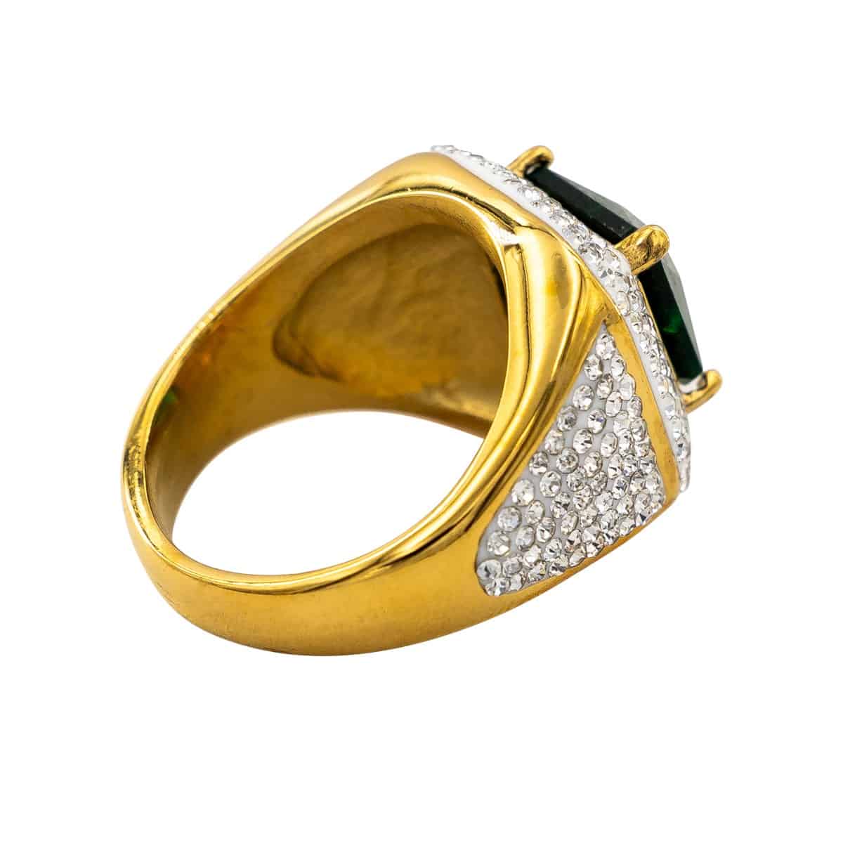 Bague Femme en Acier Doré Ornée de Zirconium