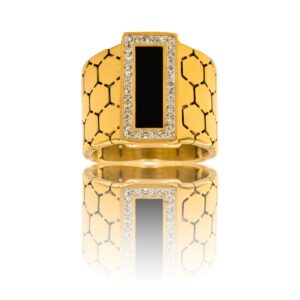 Incroyable Bague Femme Acier Doré Ornée Zirconium