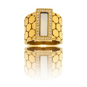 Magnifique Bague Femme Acier Doré Ornée Zirconium
