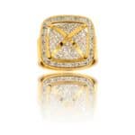 Très Jolie Bague Femme Acier Doré Ornée Zirconium