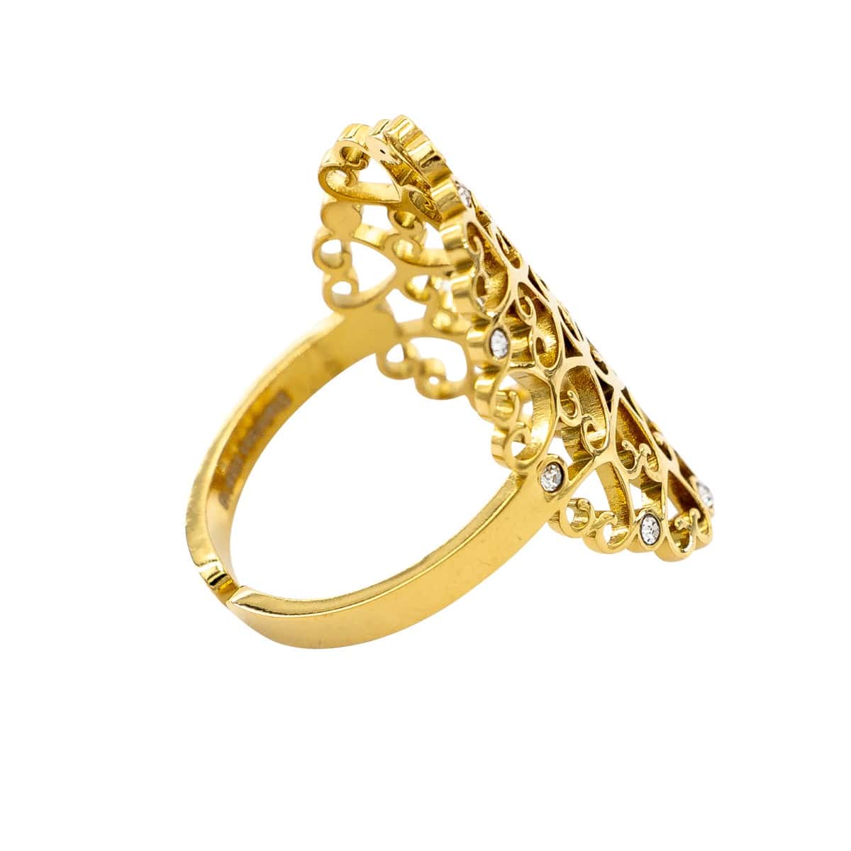 Très Jolie Bague Femme Acier Doré