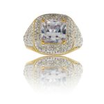 Bague Femme Petit Prix Acier Doré Ornée Zirconium