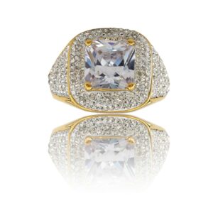 Bague Femme Petit Prix Acier Doré Ornée Zirconium