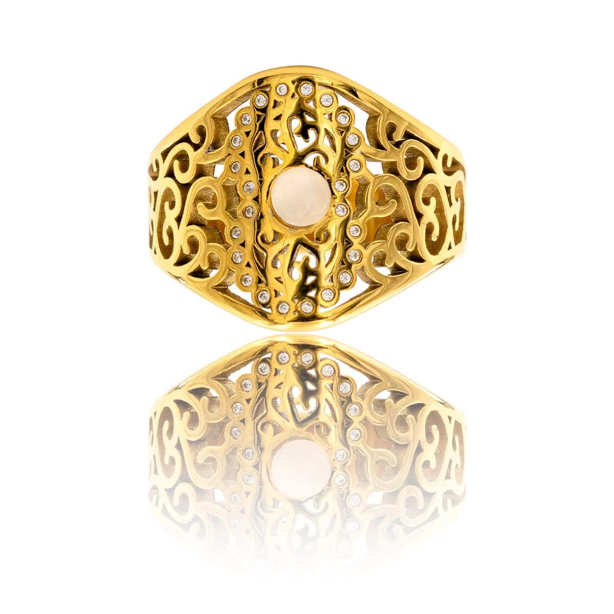 Bague Originale Femme Acier Doré