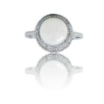 Bague Femme Acier avec Perle Ornée Zirconium