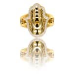 Bague pour Femme Acier Doré Main de Fatma Ornée Zirconium