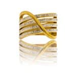 Bague Fashion Femme Métal Doré Ornée avec Zirconium