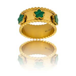 Elégante Bague Femme Métal Fleur Vert