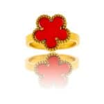 Bague Femme Pleine de Charme Métal Trèfle Rouge