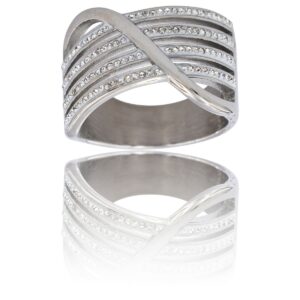 Incroyable Bague Femme Métal Ornée avec Zirconium