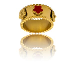 Bague Femme Fashion Métal Fleur Rouge
