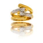 Elégante Bague Femme Métal Doré Ornée avec Zirconium