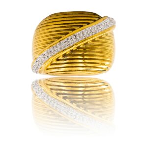 Bague Moderne pour Femme Métal Doré Ornée avec Zirconium