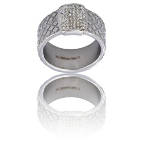 Bague Femme Moderne Métal Ornée avec Zirconium