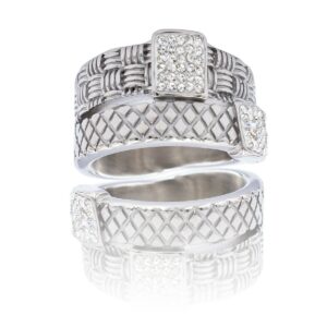 Bague Raffinée pour Femme Métal Ornée avec Zirconium Rouge