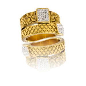 Bague Femme Métal Doré Ornée avec Zirconium