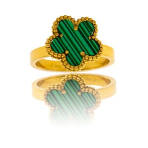 Belle Bague Femme en Métal Trèfle Vert
