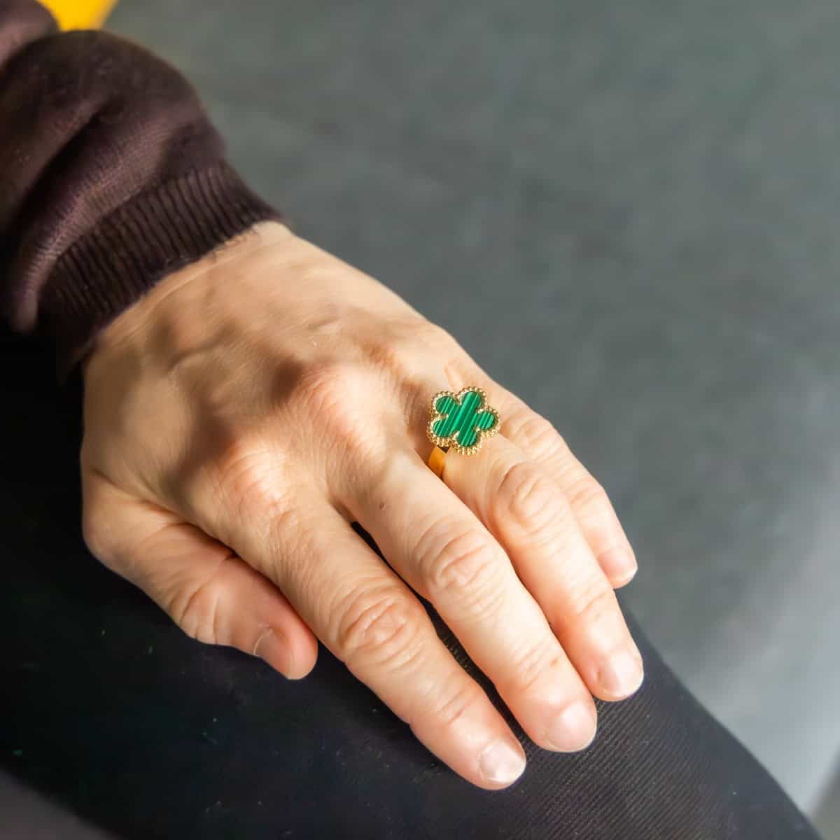 Belle Bague Femme en Métal Trèfle Vert