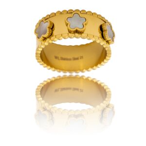 Très Jolie Bague Femme Métal Fleur Blanc