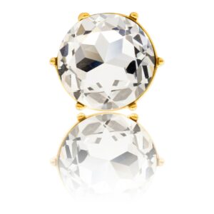 Bague Femme en Métal Doré Ornée avec Zirconium Rond Blanc