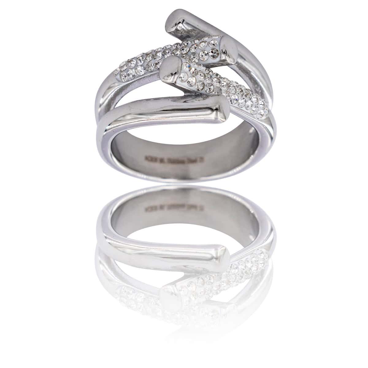 Très Jolie Bague Femme Métal Doré Ornée avec Zirconium Blanc