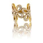 Bague Stylée Femme Métal Fleur Ornée avec Zirconium