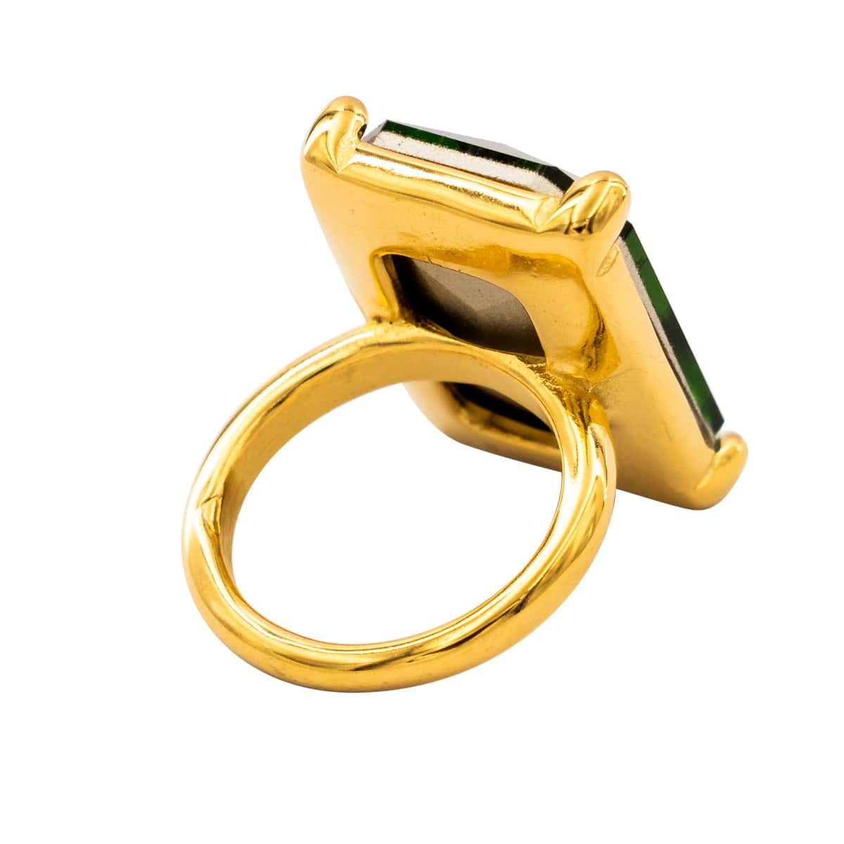 Sublime Bague Femme Métal Doré Ornée avec Zirconium Vert