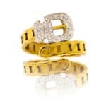 Sublime Bague Femme Ceinture Métal Doré Ornée avec Zirconium