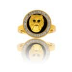 Bague Femme Métal Tigre Doré Ornée avec Zirconium