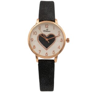 IncroyableMontre Femme Cœur Paillettes Noir CHTIME
