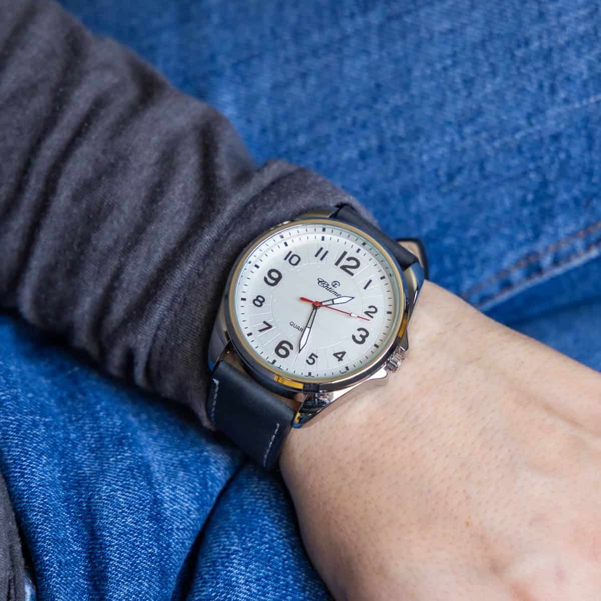 Magnifique Montre Homme Bracelet Noir CHTIME