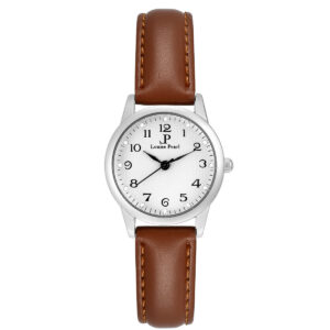 Montre Femme Louise Pearl Ornée de 12 Cristaux Swarovski® & Bracelet Cuir Marron