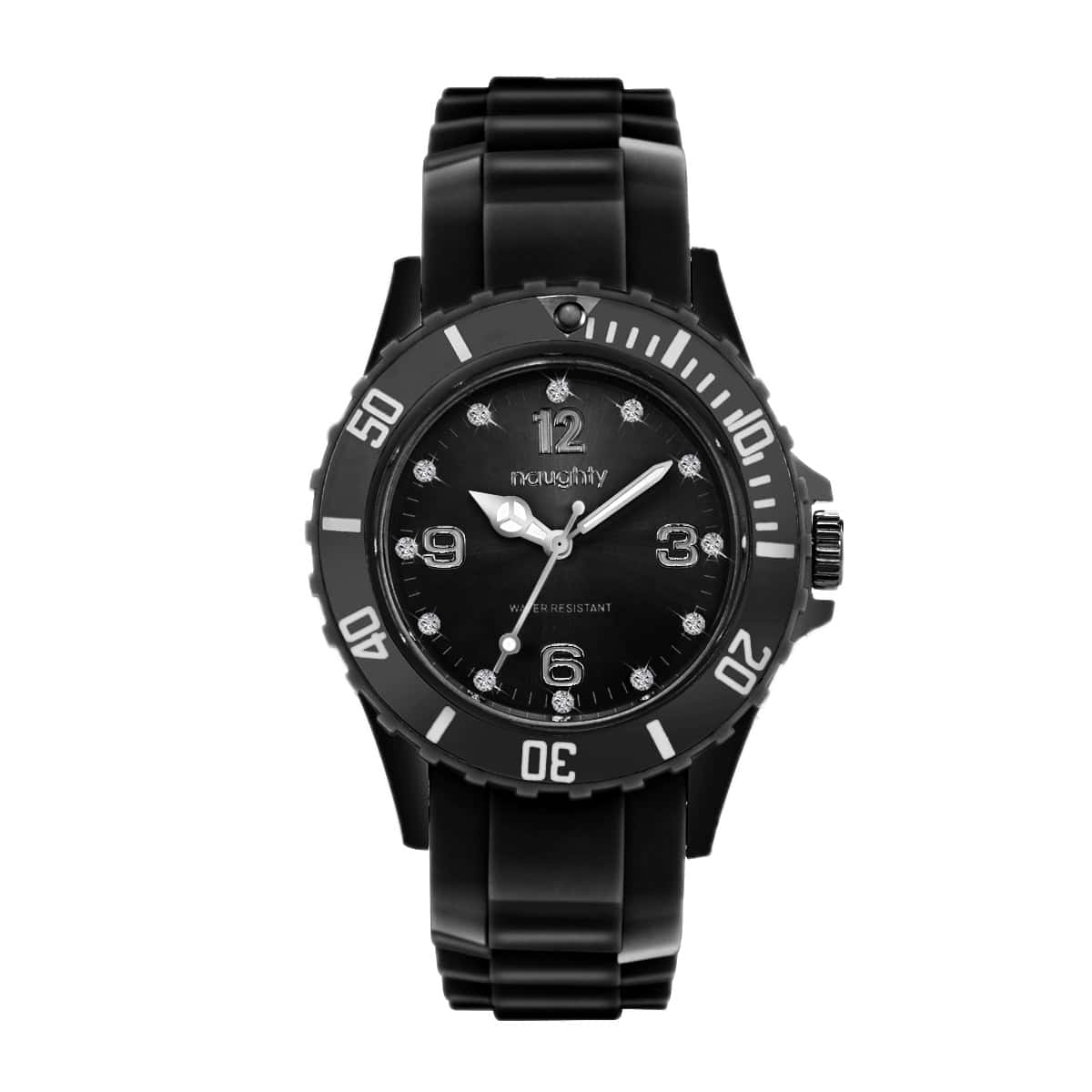 Montre Femme Naughty Watch Ornée de 12 Cristaux Swarovski® & Bracelet Silicone Noir – Image 2