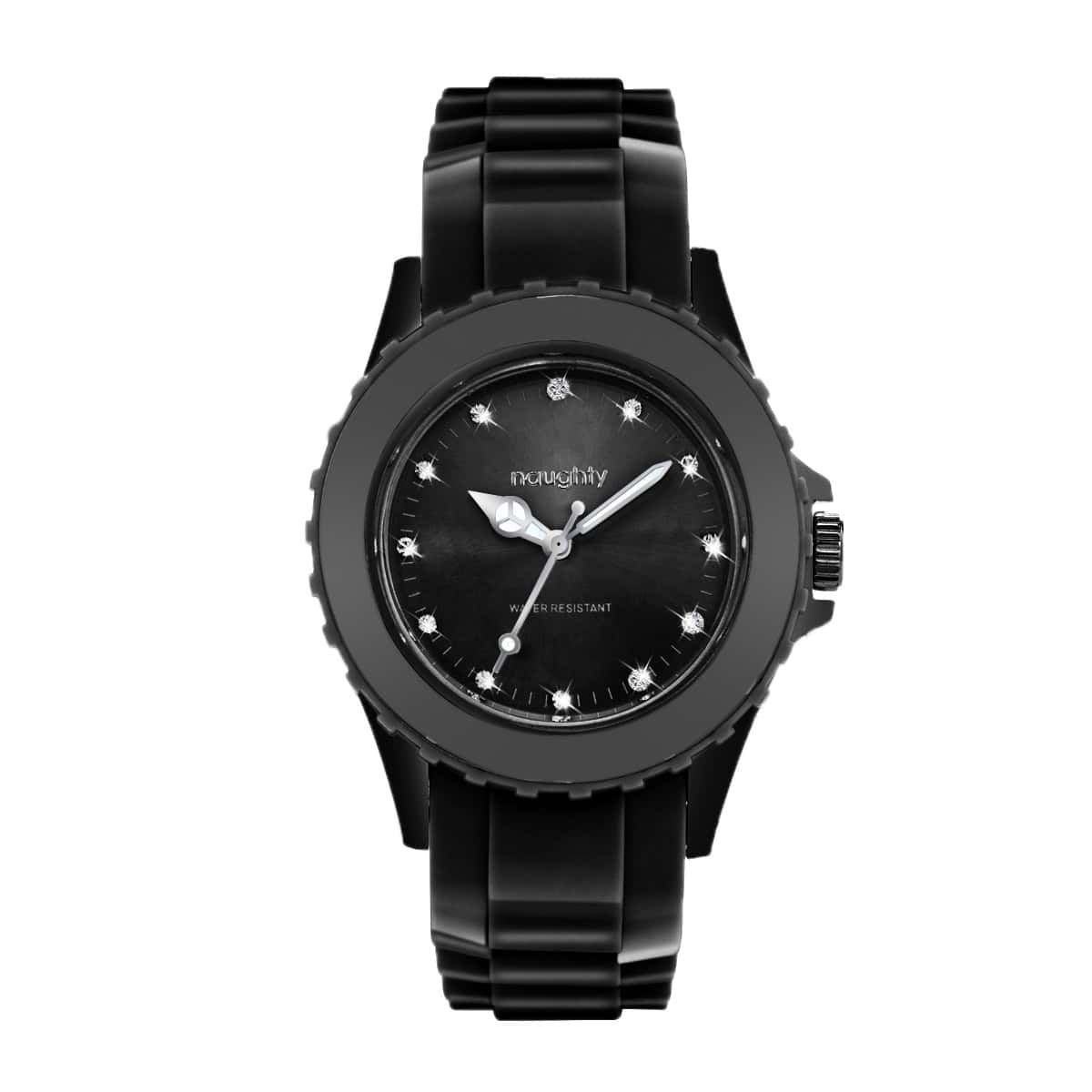 Montre Femme Naughty Watch Ornée de 12 Cristaux Swarovski® & Bracelet Silicone Noir – Image 2