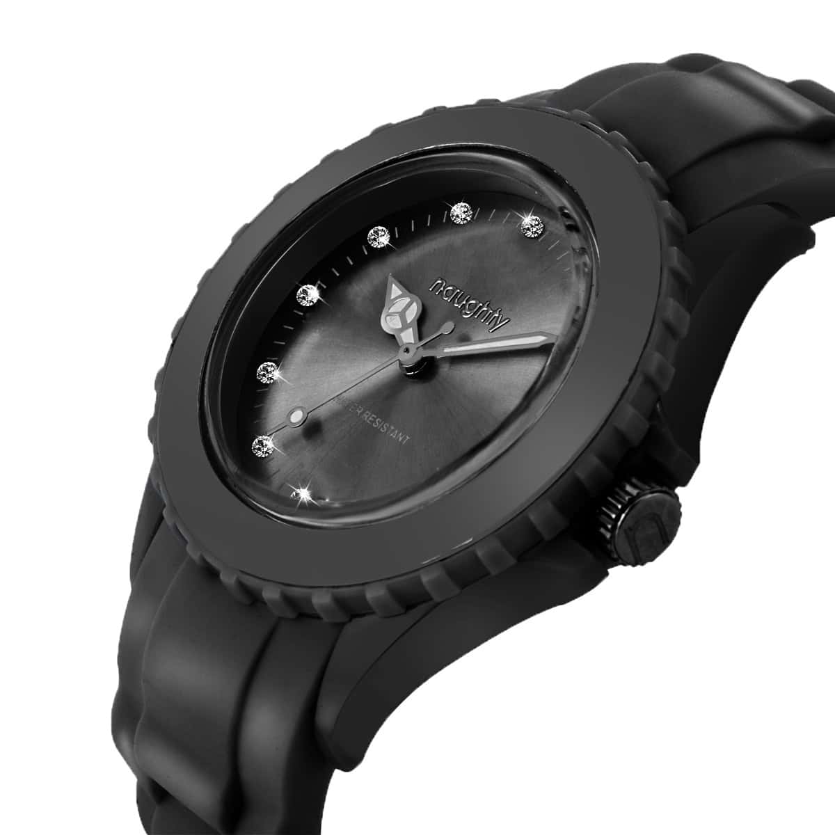 Montre Femme Naughty Watch Ornée de 12 Cristaux Swarovski® & Bracelet Silicone Noir – Image 3