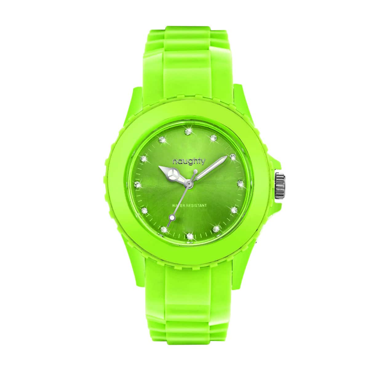 Montre Femme Naughty Watch Ornée de 12 Cristaux Swarovski® & Bracelet Silicone Vert – Image 2