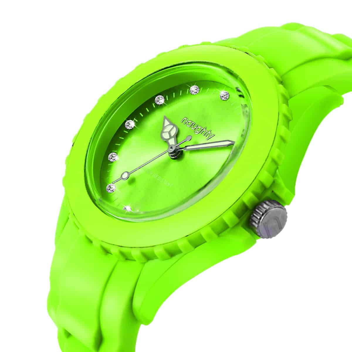 Montre Femme Naughty Watch Ornée de 12 Cristaux Swarovski® & Bracelet Silicone Vert – Image 3